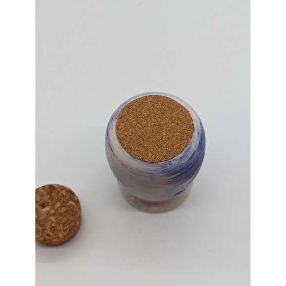 Pencil or Makeup Jar and Mushroom Trinket Jar Blue Handmade - Picture 6 of 10